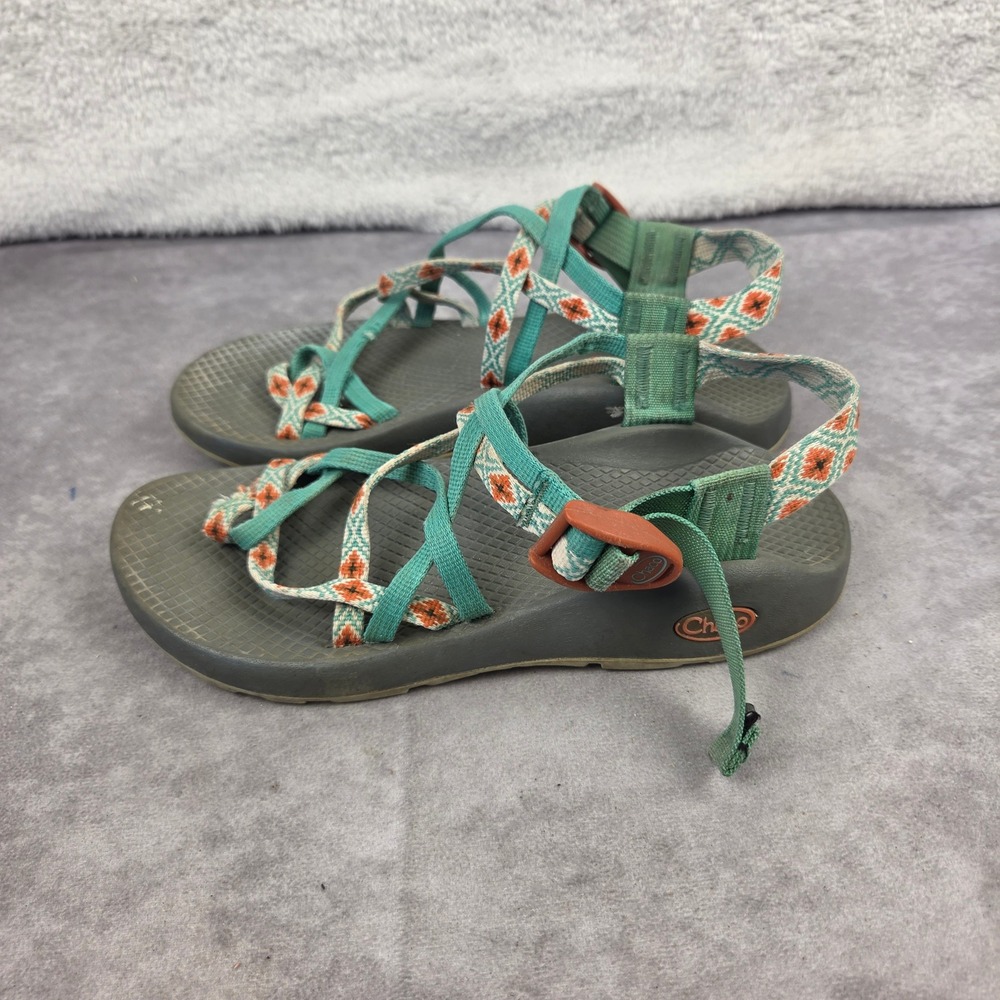 Chaco Z1 Classic Sport Sandals Teal Orange Geometric Strappy Hiking Womens 8
